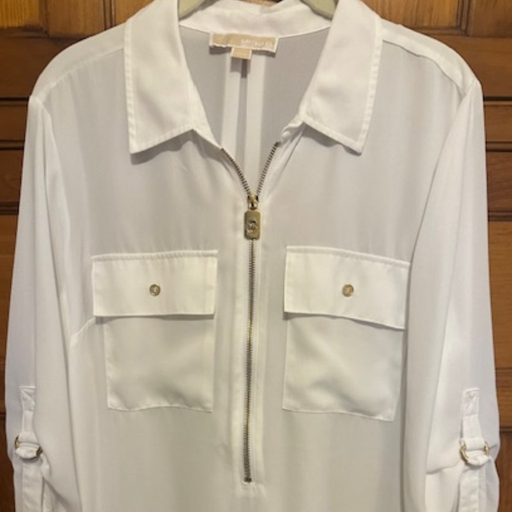 MICHAEL Michael Kors White Zip-Front Tunic